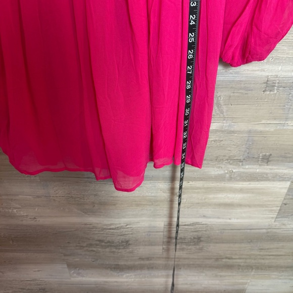 NWT Anthropologie Let Me Be Fuchsia Pink V-Neck Babydoll Mini Dress - Large - Picture 5 of 10